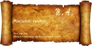 Macska Andor névjegykártya