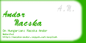 andor macska business card